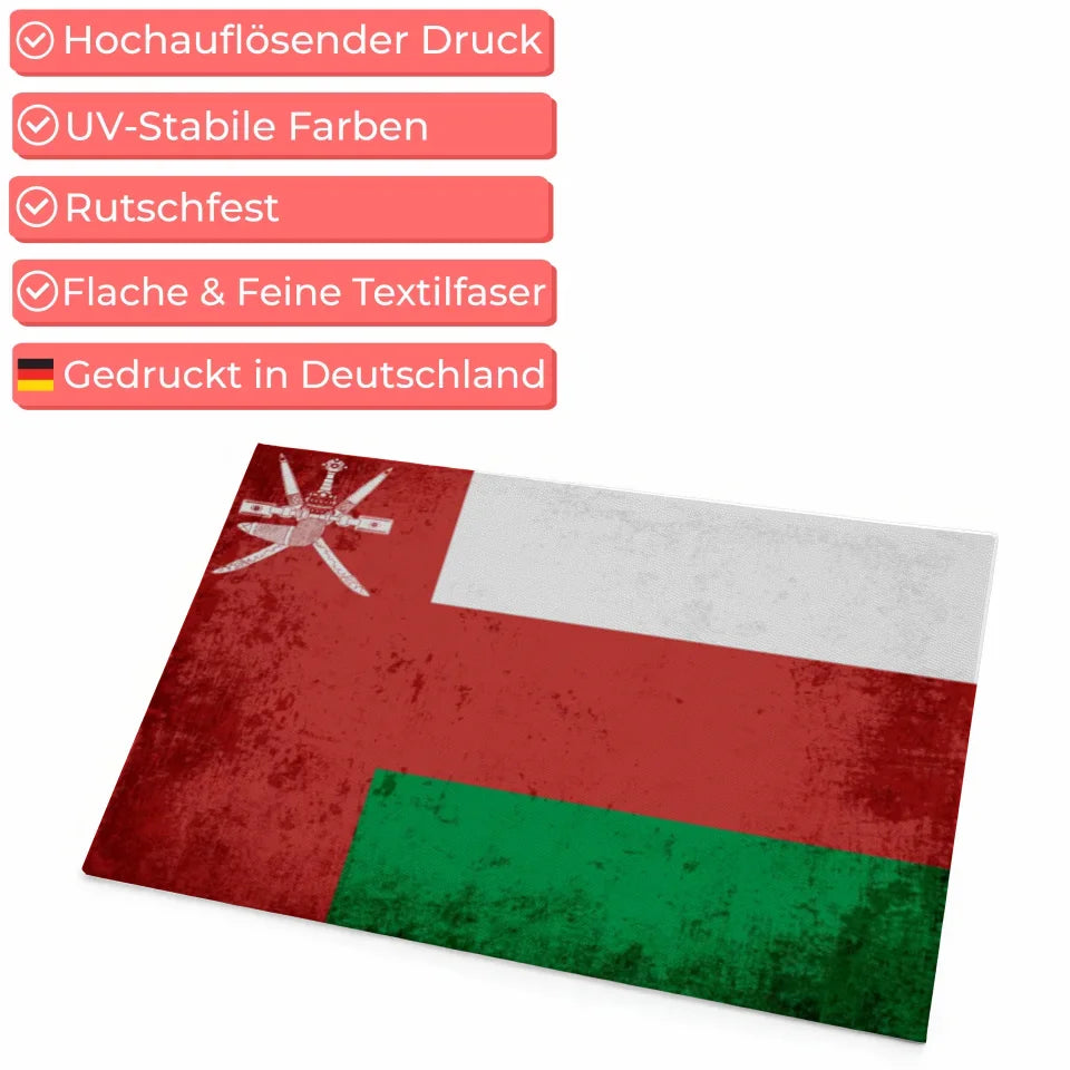 Personalisierte Fußmatte mit Länderflagge und Wunschtext Oman