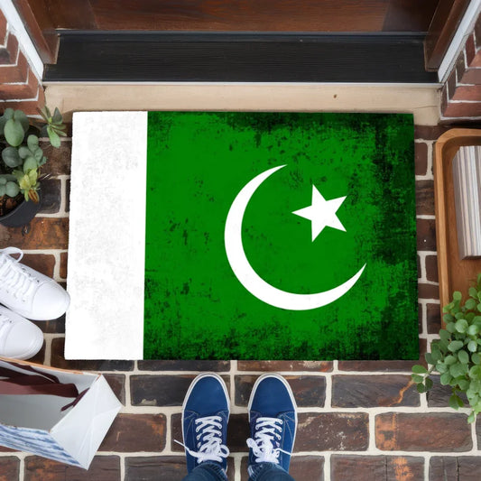 Personalisierte Fußmatte mit Länderflagge Pakistan und Wunschtext