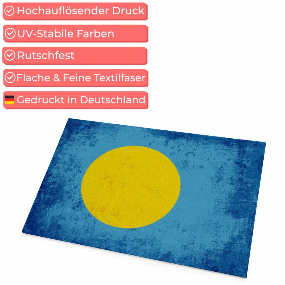 Personalisierte Fußmatte Palau mit Länderflagge und Wunschtext gestalten