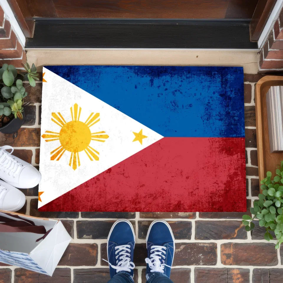 Personalisierte Fußmatte mit Länderflagge Philippinen und Wunschtext 1