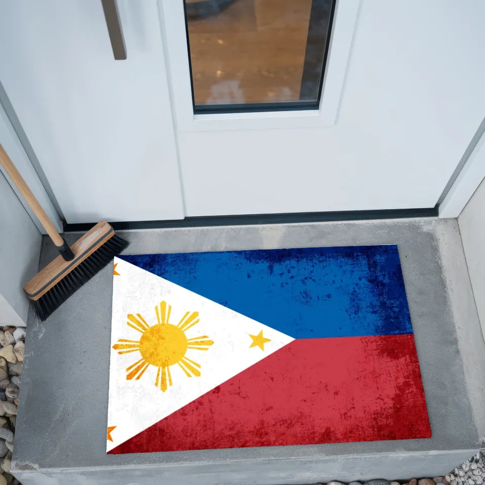 Personalisierte Fußmatte mit Länderflagge Philippinen und Wunschtext 2