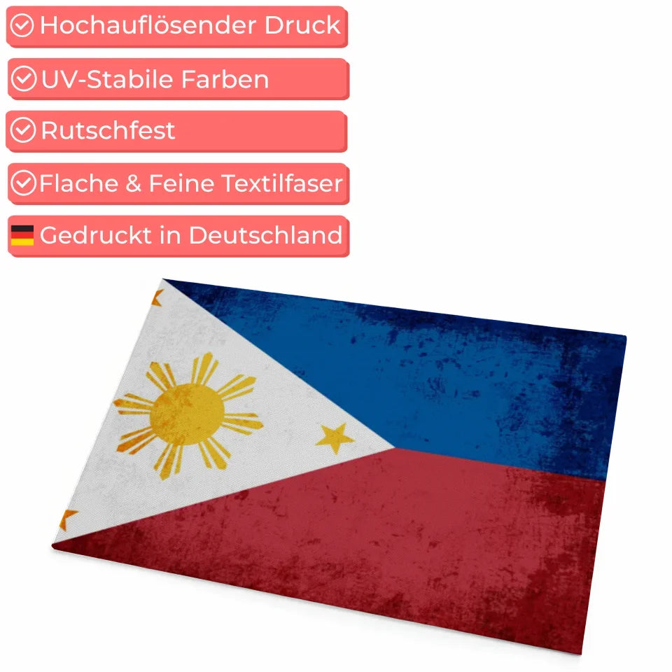 Personalisierte Fußmatte mit Länderflagge Philippinen und Wunschtext 4