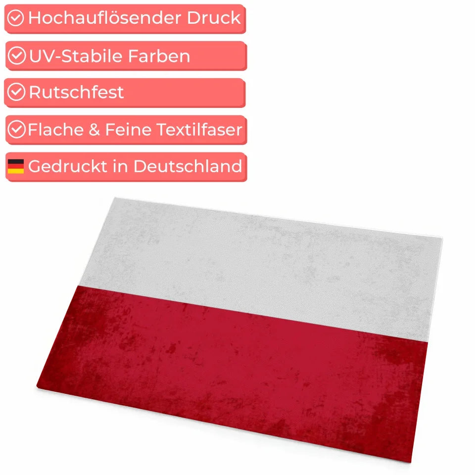 Personalisierte Fußmatte mit Länderflagge und Wunschtext Polen 4