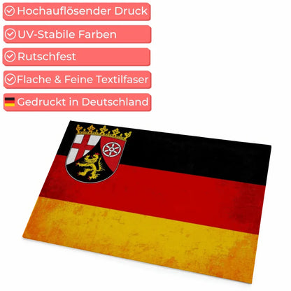 Personalisierte Fußmatte mit Länderflagge Wunschtext Rheinland Pfalz