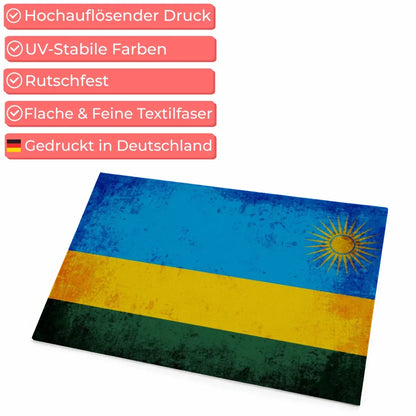 Personalisierte Fußmatte mit Länderflagge und Wunschtext Ruanda