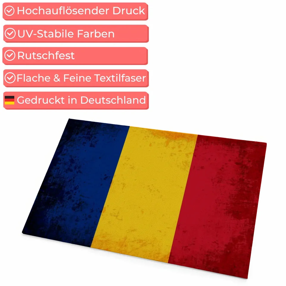 Personalisierte Fußmatte mit Länderflagge und Wunschtext Rumänien