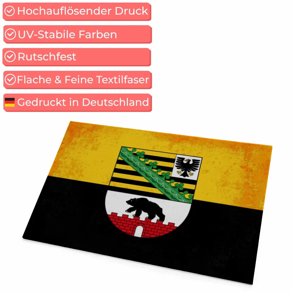 Personalisierte Fußmatte mit Länderflagge Wunschtext Sachsen Anhalt