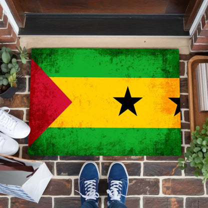Personalisierte Fußmatte mit Länderflagge São Tomé und Príncipe Wunschtext 1
