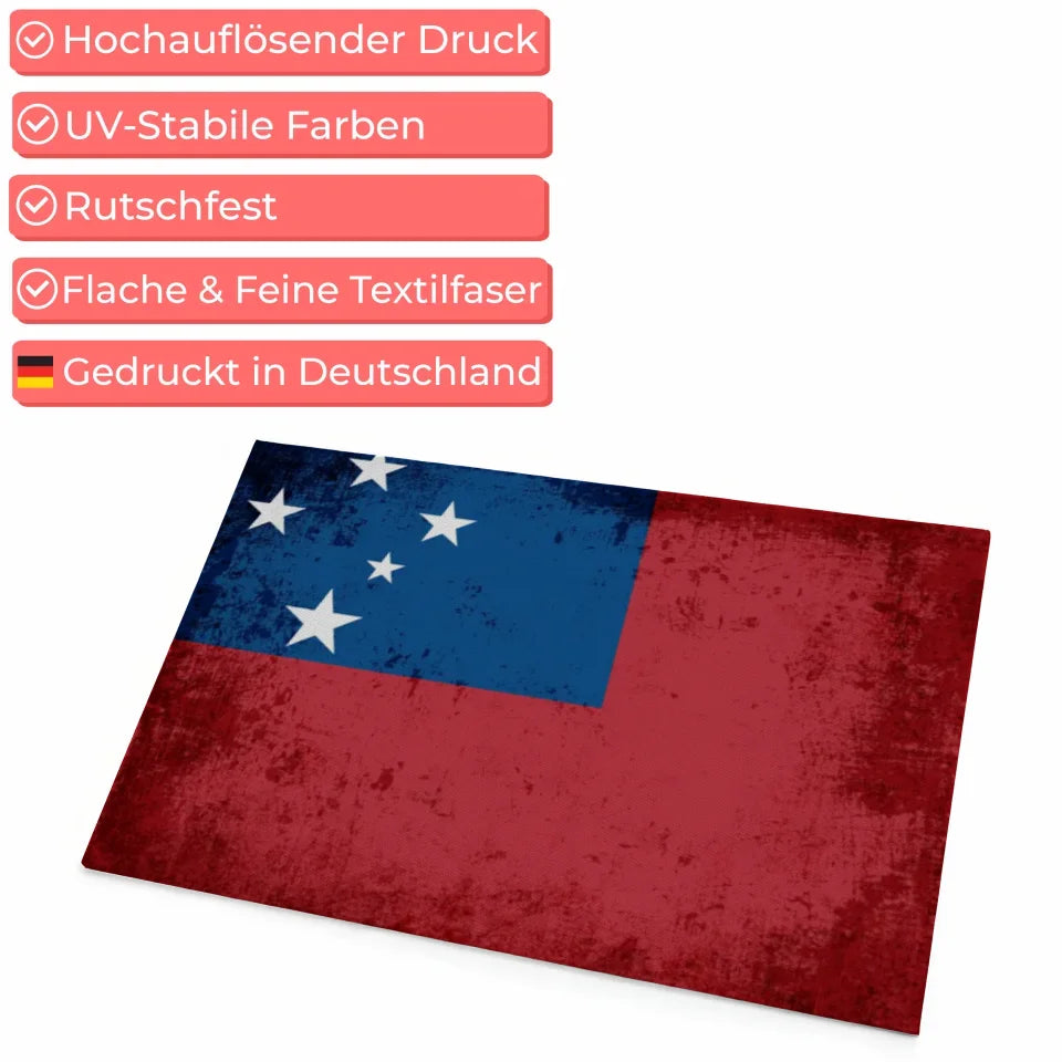 Personalisierte Fußmatte mit Samoa Länderflagge und Wunschtext