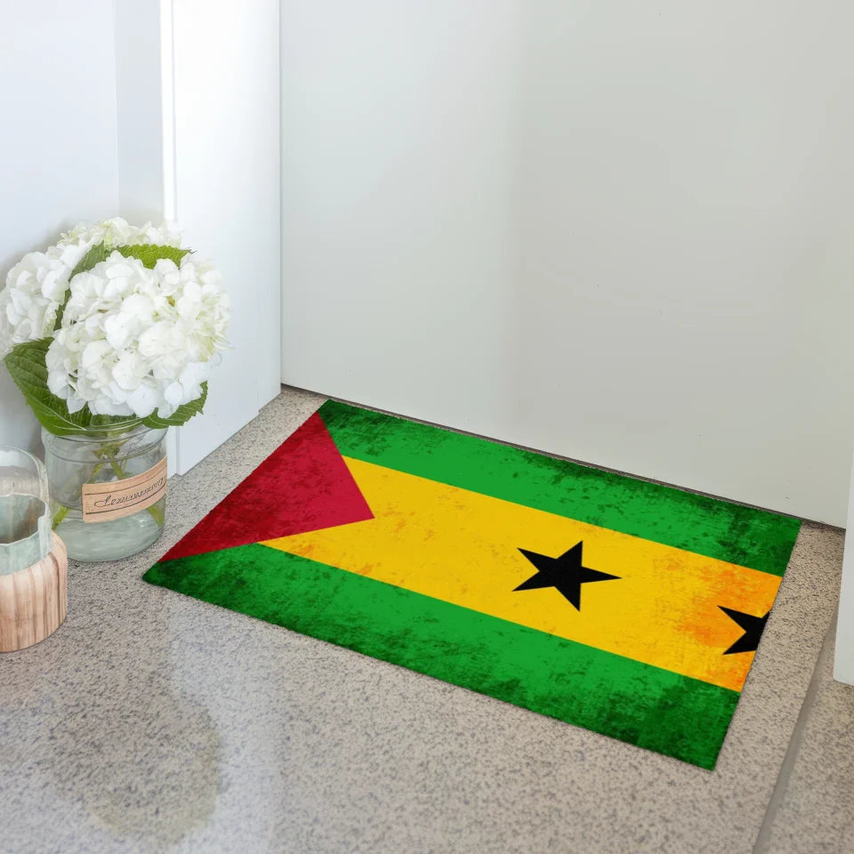 Personalisierte Fußmatte mit Länderflagge São Tomé und Príncipe Wunschtext 3