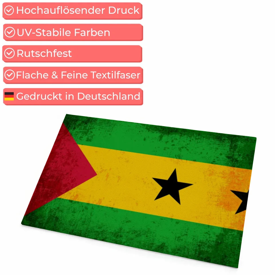 Personalisierte Fußmatte mit Länderflagge São Tomé und Príncipe Wunschtext 4