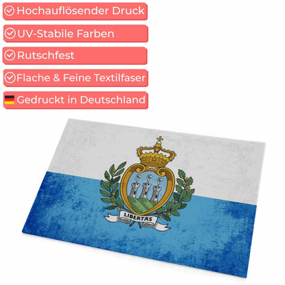 Personalisierte Fußmatte San Marino mit Länderflagge Wunschtext