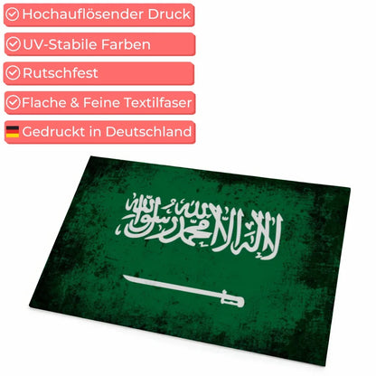 Personalisierte Fußmatte mit Länderflagge Saudi Arabien Wunschtext