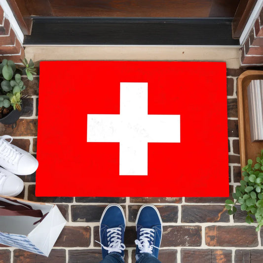 Personalisierte Fußmatte mit Länderflagge Wunschtext Schweiz