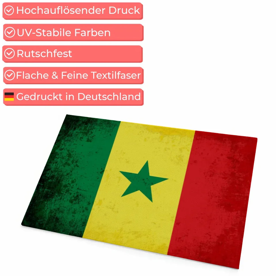 Personalisierte Fußmatte mit Länderflagge und Wunschtext Senegal