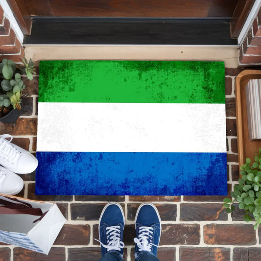 Personalisierte Fußmatte Sierra Leone mit Länderflagge und Wunschtext 1