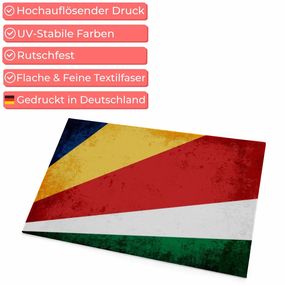 Fußmatte personalisiert Seychelles mit Länderflagge und Wunschtext