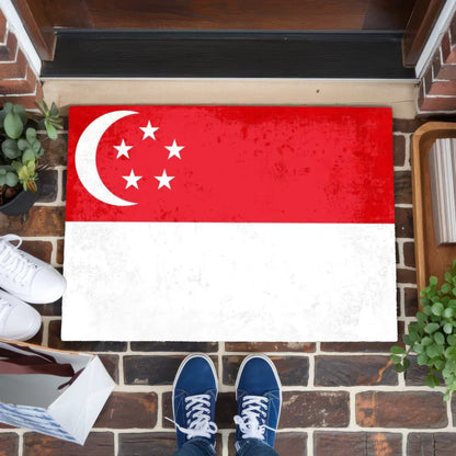 Personalisierte Fußmatte mit Länderflagge Wunschtext Singapur