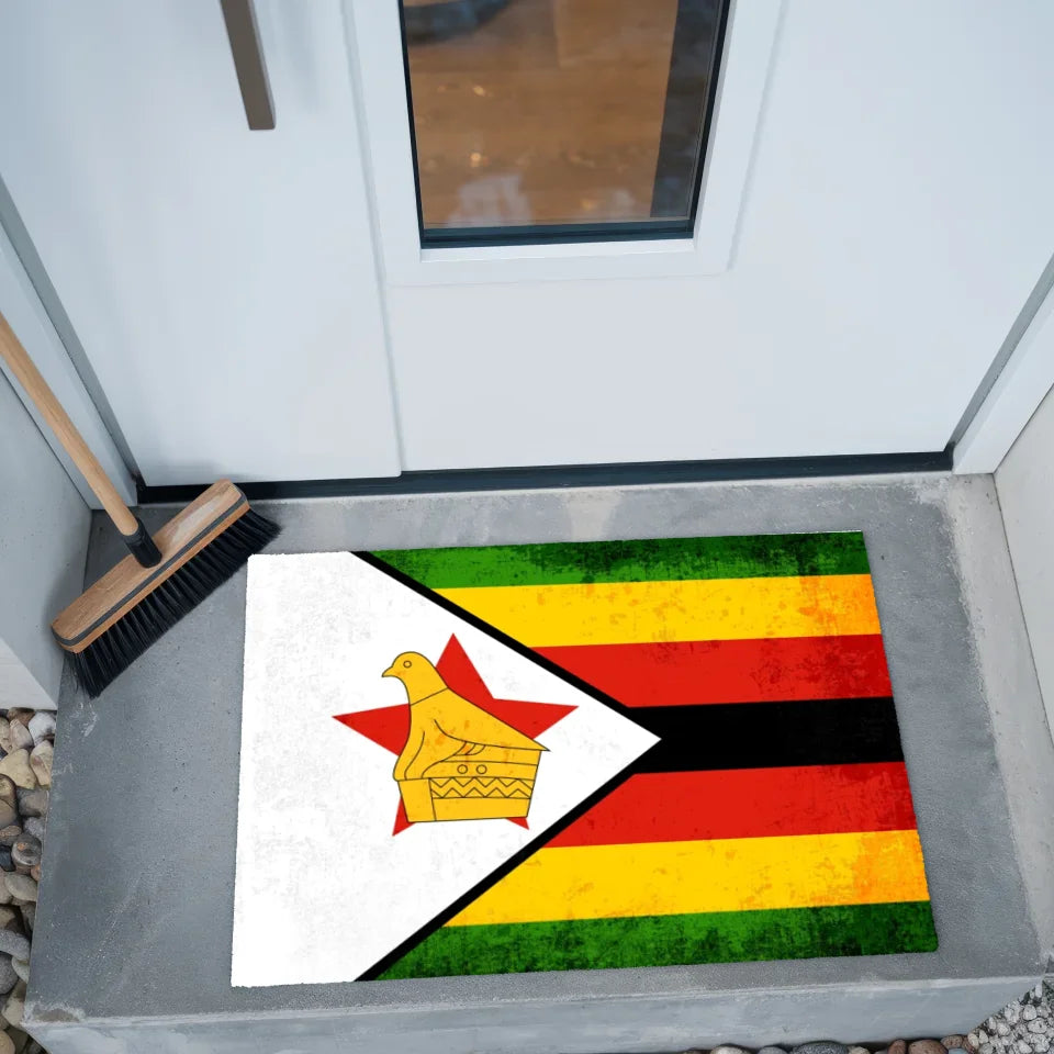 Personalisierte Fußmatte Länderflagge Simbabwe mit Wunschtext 2