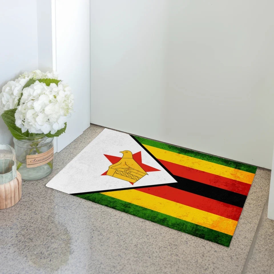 Personalisierte Fußmatte Länderflagge Simbabwe mit Wunschtext 3