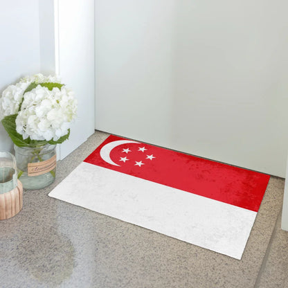 Personalisierte Fußmatte mit Länderflagge Wunschtext Singapur