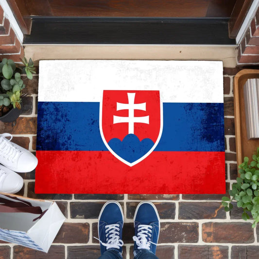 Personalisierte Fußmatte Slowakei mit Wunschtext und Länderflagge 1