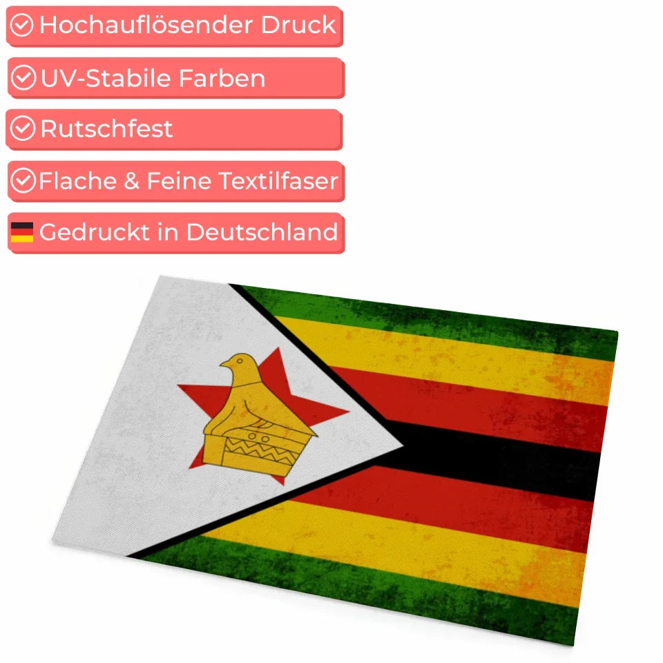 Personalisierte Fußmatte Länderflagge Simbabwe mit Wunschtext 4