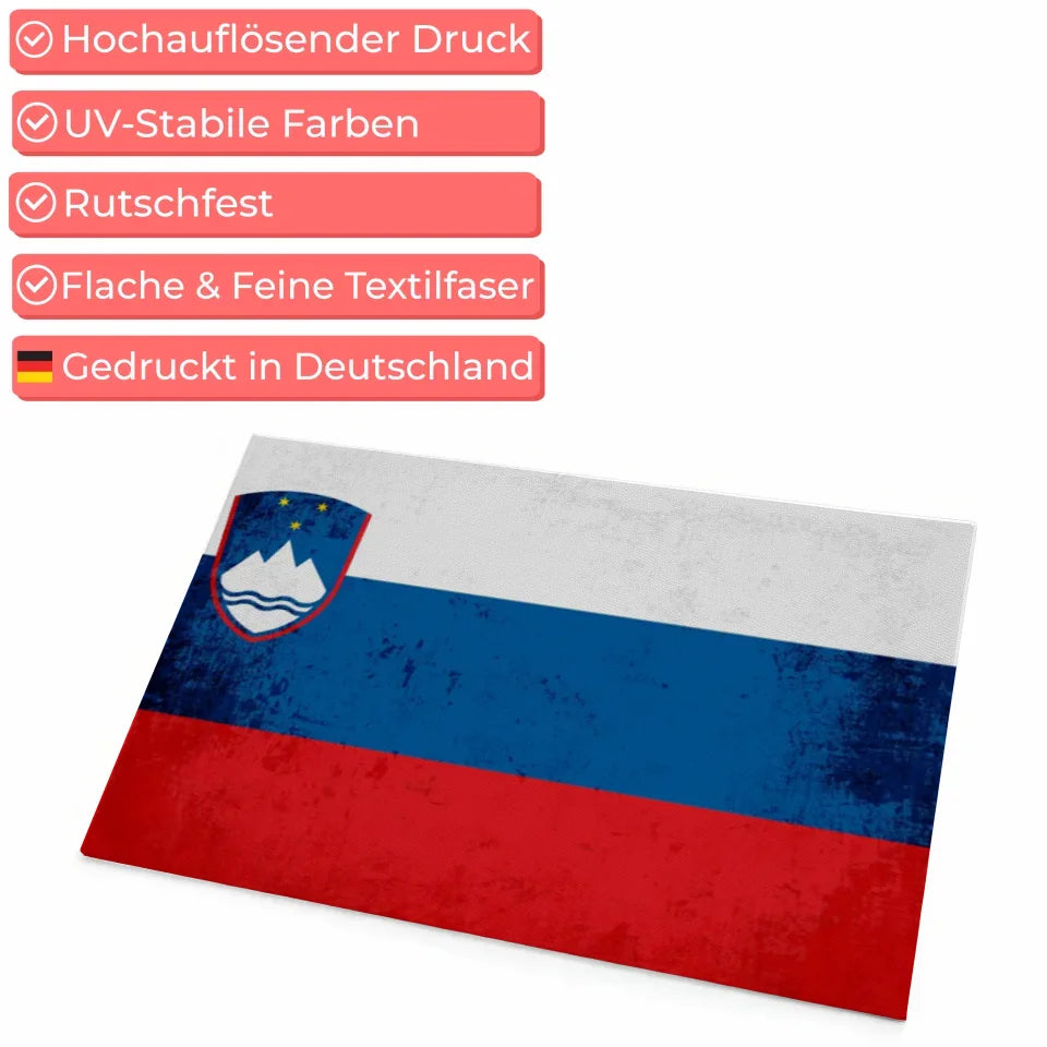 Personalisierte Fußmatte mit Länderflagge und Wunschtext Slowenien