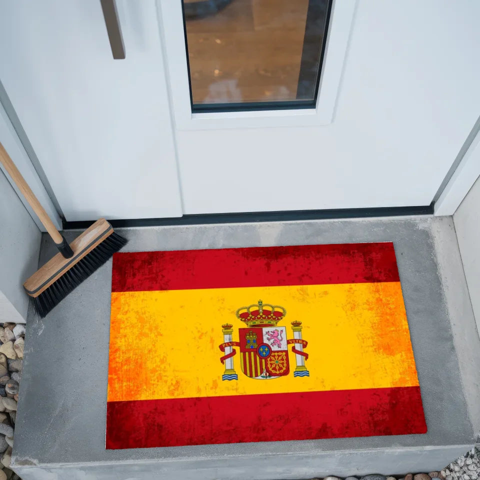 Personalisierte Fußmatte mit Länderflagge Wunschtext Spanien gestalten