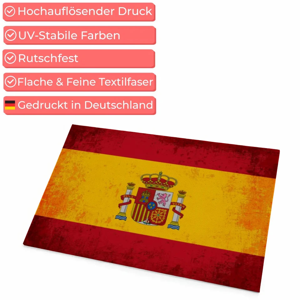 Personalisierte Fußmatte mit Länderflagge Wunschtext Spanien gestalten