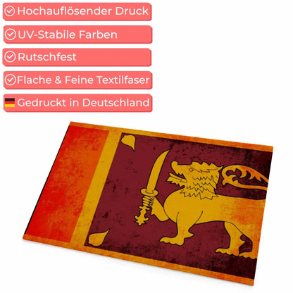 Fußmatte personalisiert mit Länderflagge und Wunschtext Sri Lanka