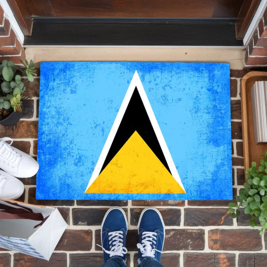 Personalisierte Fußmatte St. Lucia mit Wunschtext und Länderflagge 1