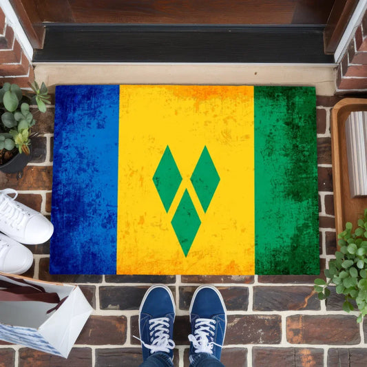 Personalisierte Fußmatte Länderflagge Wunschtext St. Vincent Grenadinen 1