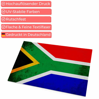 Fußmatte personalisiert mit Länderflagge Südafrika und Wunschtext