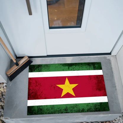 Personalisierte Fußmatte mit Länderflagge Suriname Wunschtext