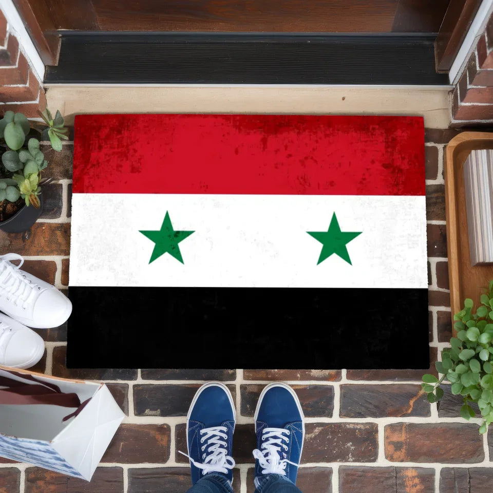 Personalisierte Fußmatte mit Länderflagge und Wunschtext Syrien