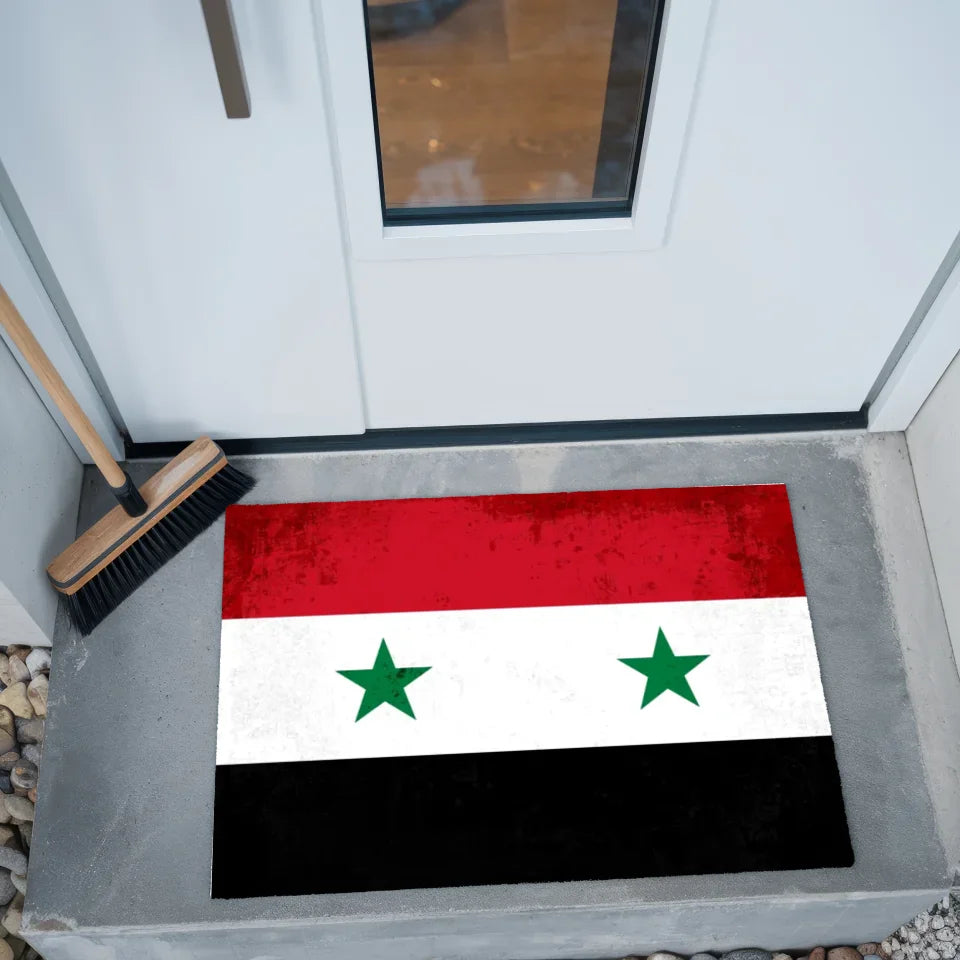 Personalisierte Fußmatte mit Länderflagge und Wunschtext Syrien