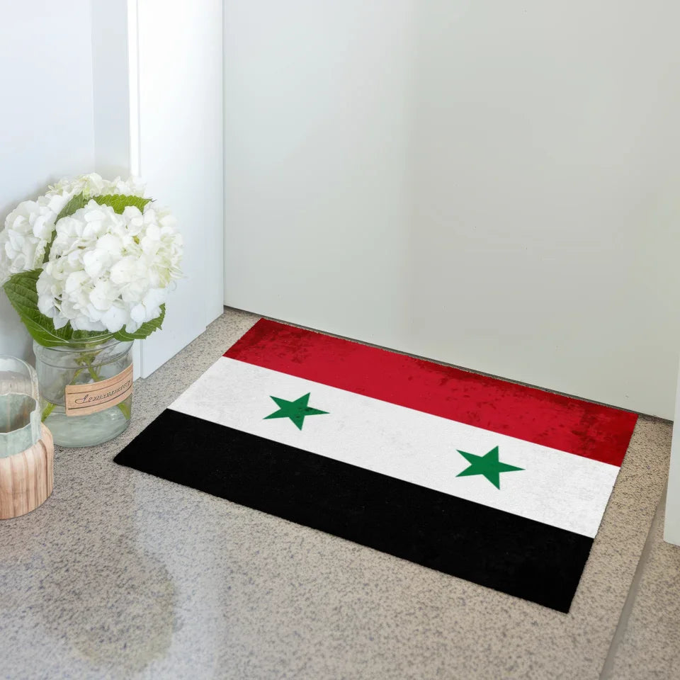 Personalisierte Fußmatte mit Länderflagge und Wunschtext Syrien