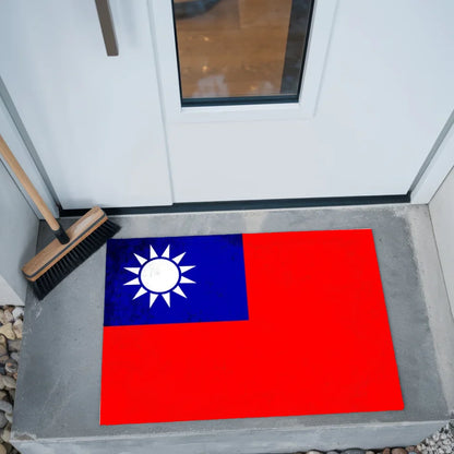 Personalisierte Fußmatte mit Länderflagge Taiwan und Wunschtext