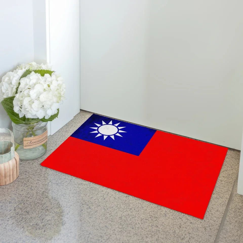 Personalisierte Fußmatte mit Länderflagge Taiwan und Wunschtext