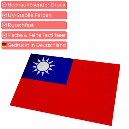 Personalisierte Fußmatte mit Länderflagge Taiwan und Wunschtext