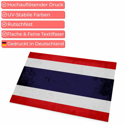 Personalisierte Fußmatte mit Länderflagge Thailand und Wunschtext gestalten