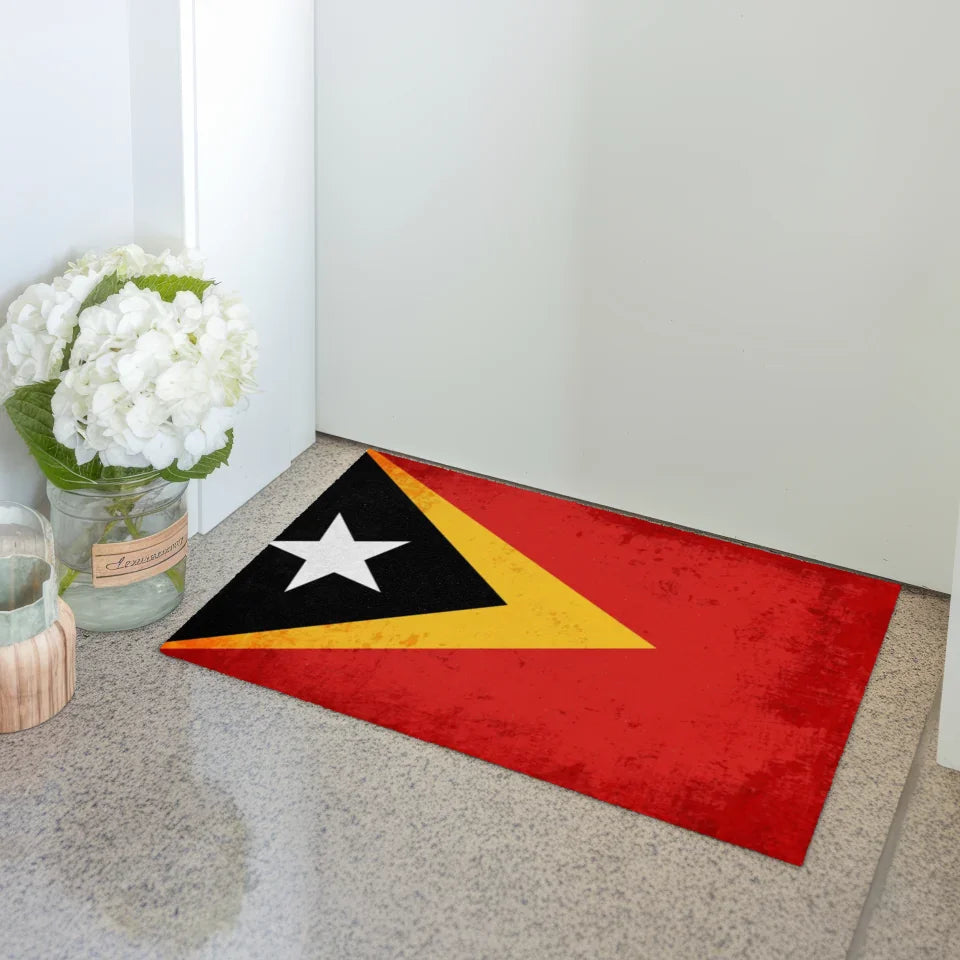 Fußmatte personalisiert mit Länderflagge und Wunschtext Timor Leste