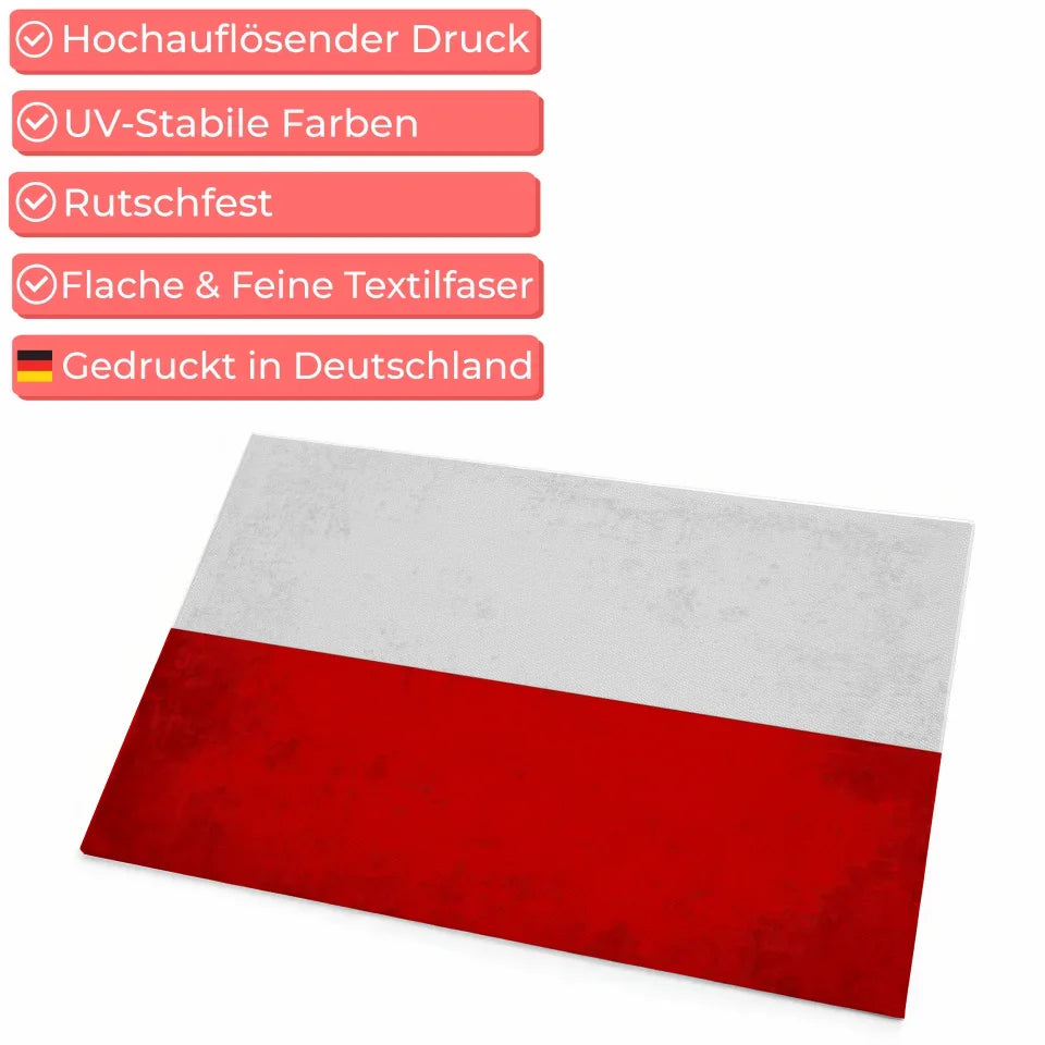 Personalisierte Fußmatte Thüringen mit Länderflagge Wunschtext