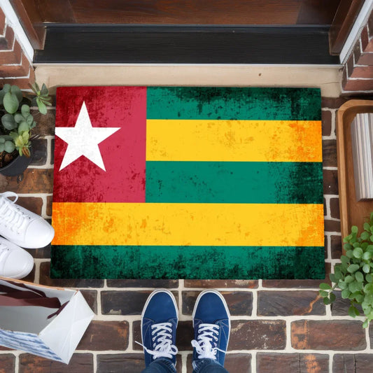 Personalisierte Fußmatte Togo mit Länderflagge und Wunschtext gestalten