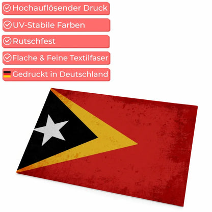 Fußmatte personalisiert mit Länderflagge und Wunschtext Timor Leste