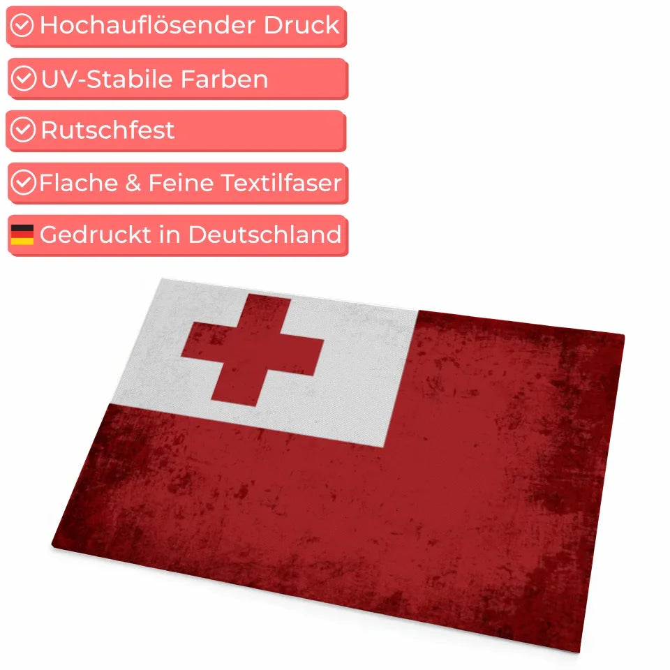 Personalisierte Fußmatte Tonga mit Länderflagge Wunschtext