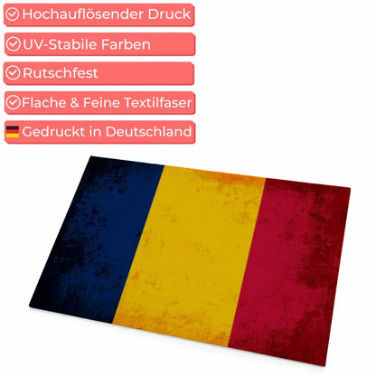 Fußmatte personalisiert mit Länderflagge und Wunschtext Tschad