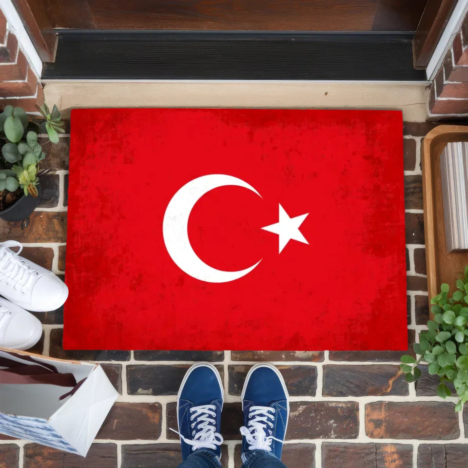 Personalisierte Fußmatte mit Länderflagge und Wunschtext Türkei gestalten