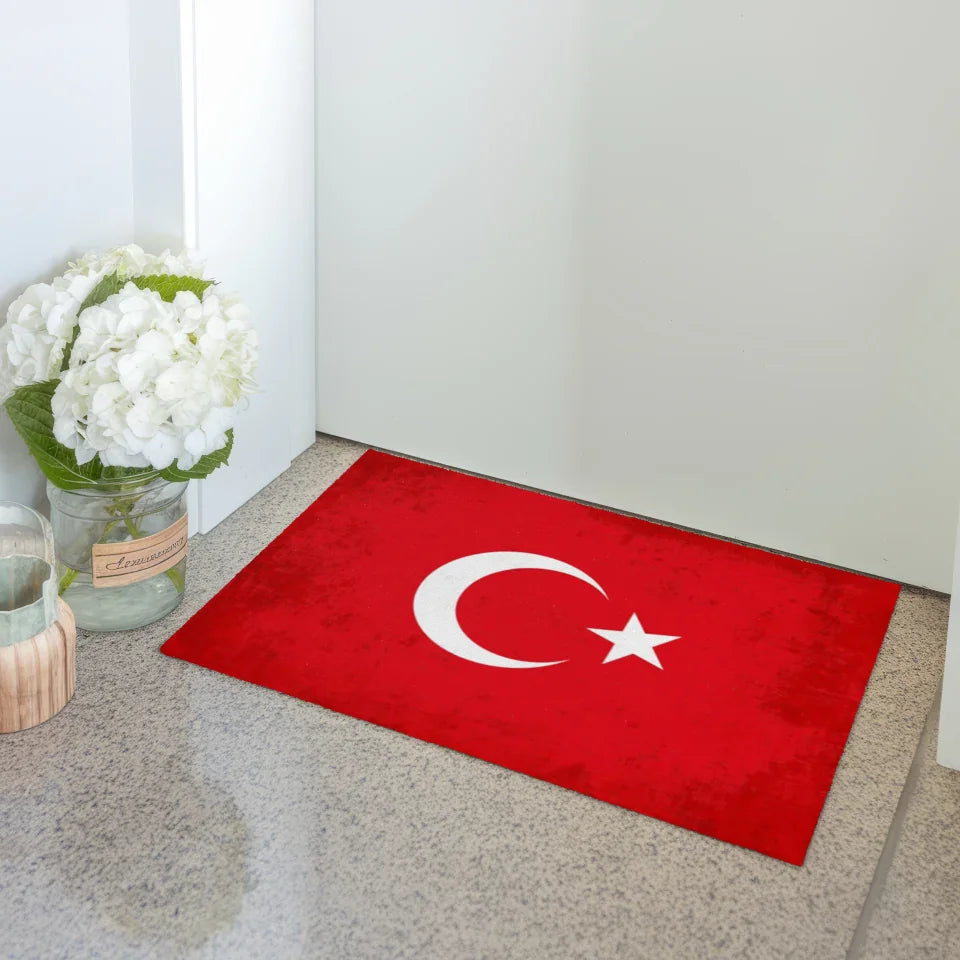 Personalisierte Fußmatte mit Länderflagge und Wunschtext Türkei gestalten